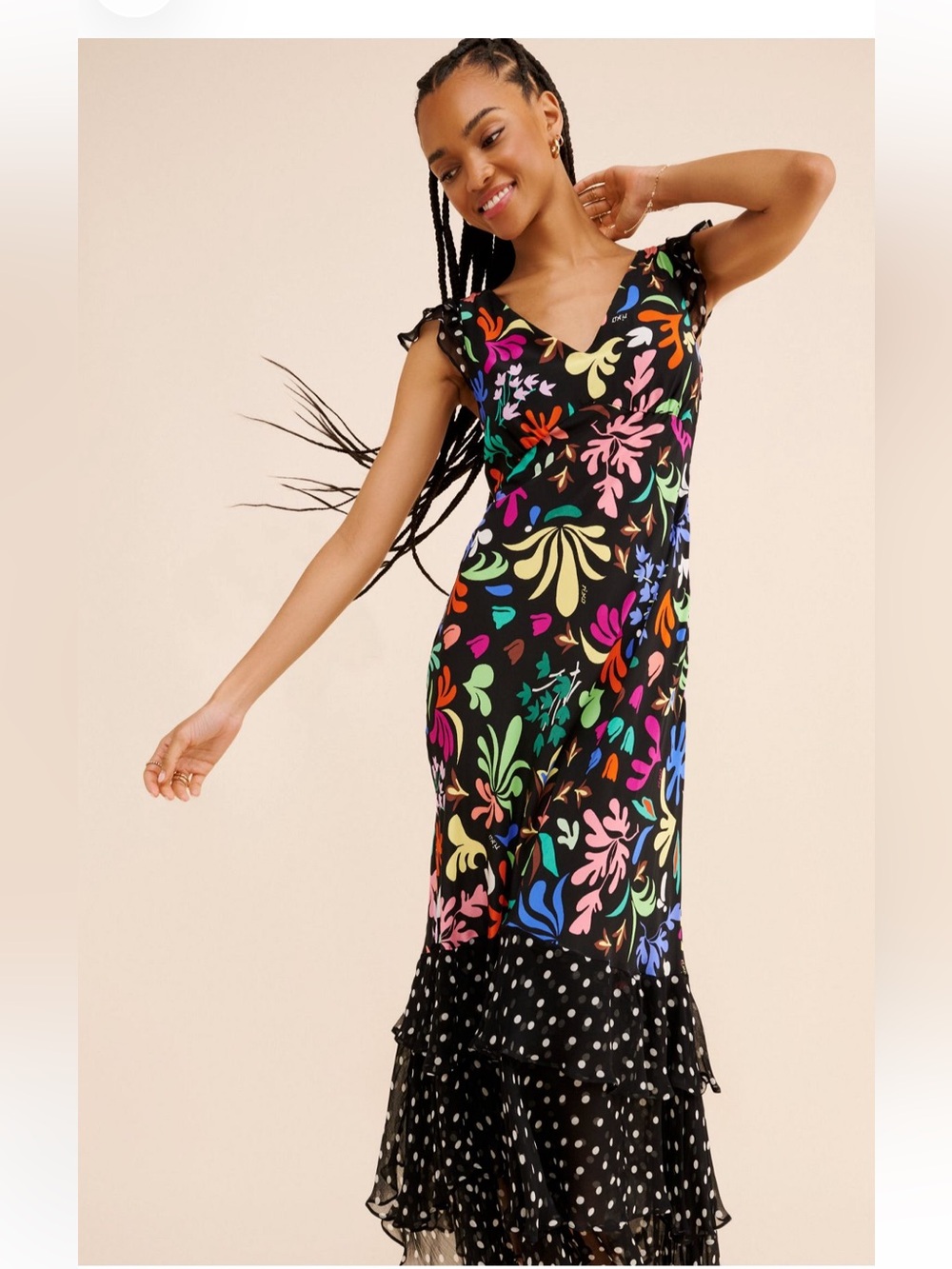 RIXO Ossy Silk Maxi Dress- size medium